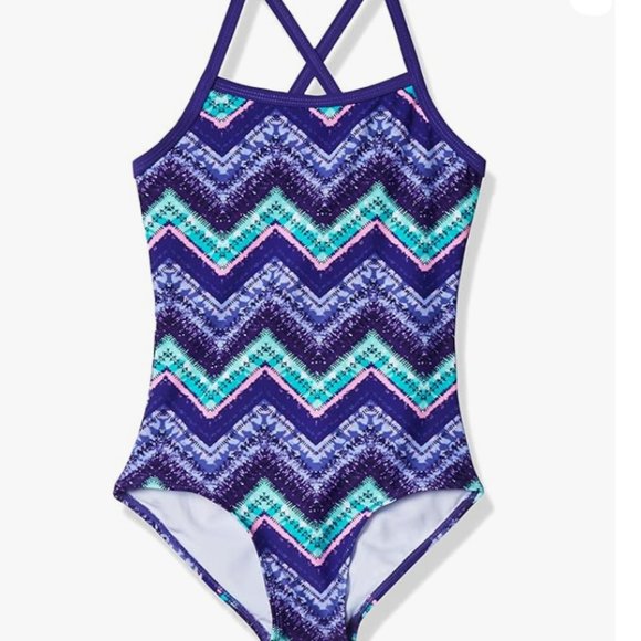 Kanu Surf Girls' Layla Beach Sport Banded 1 Piece Swimsuit Size 12 2017 - Picture 1 of 3